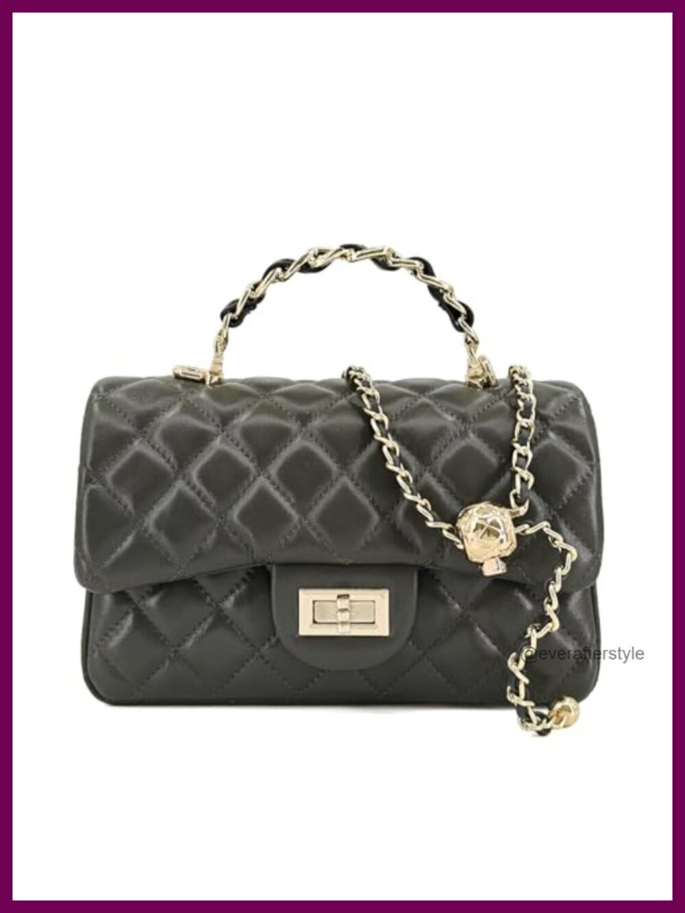 Small Quilted Leather Flap Crossbody Bag with Gold-Tone Chain Handle